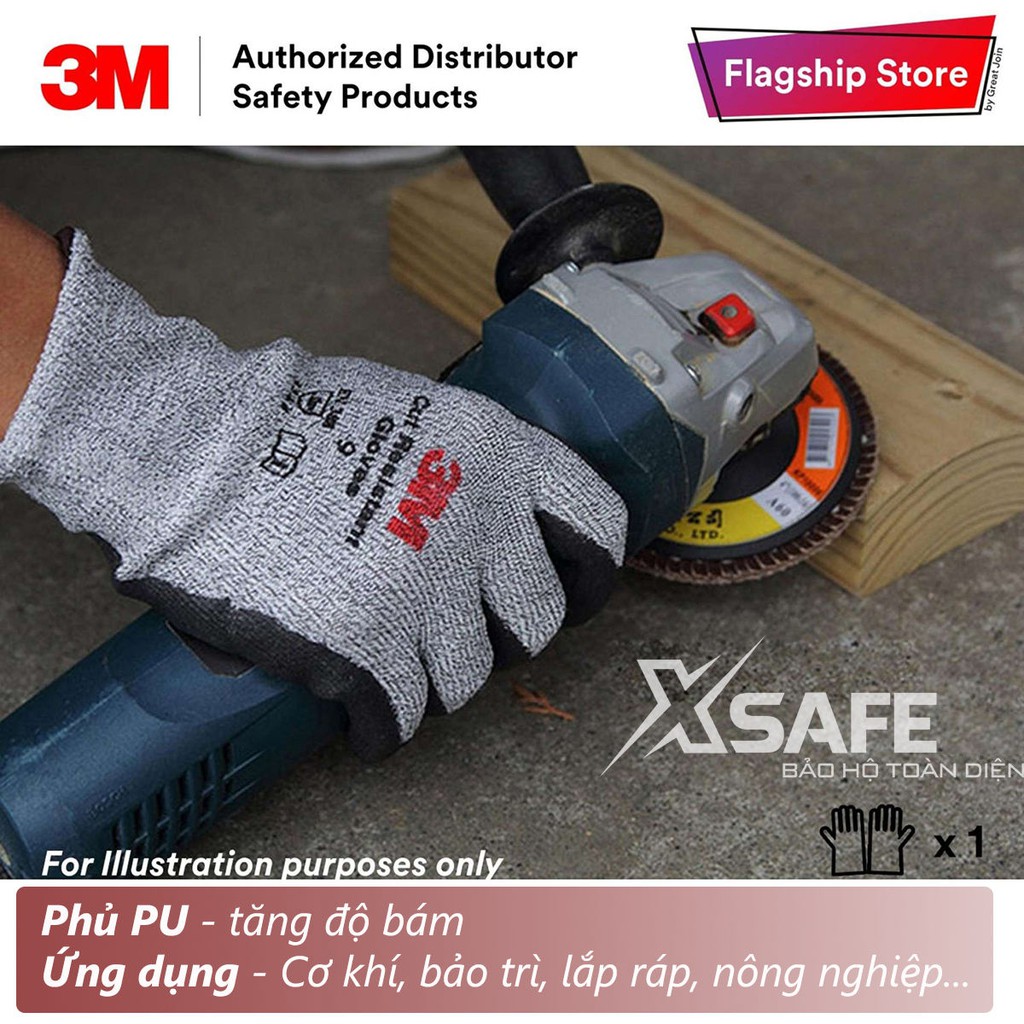 Găng tay bảo hộ lao động 3M cấp độ 3 dày dặn, sợi HPPE siêu bền chắc, bảo vệ tay an toàn khỏi vật sắc nhọn - chính hãng