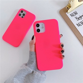 Ốp điện thoại silicon dẻo màu hồng neon 13 cho iPhone 11 12 PRO Max SE2 X XS Max XR 87plus 87