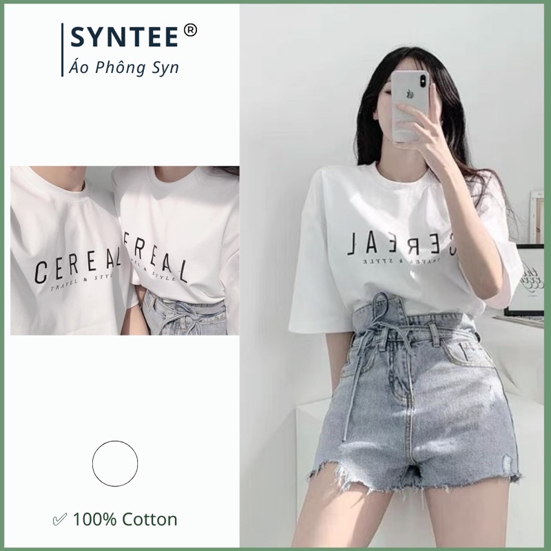 Áo phông tay lỡ CEREAL Unisex thoáng mát, freesize, chất xịn, áo thun nữ unisex dáng tay lỡ