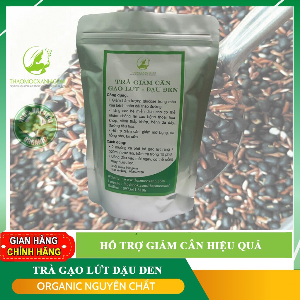 Trà Giảm Cân Gạo Lứt - Đậu Đen - giảm cân hiệu quả an toàn GÓI 500 GRAM