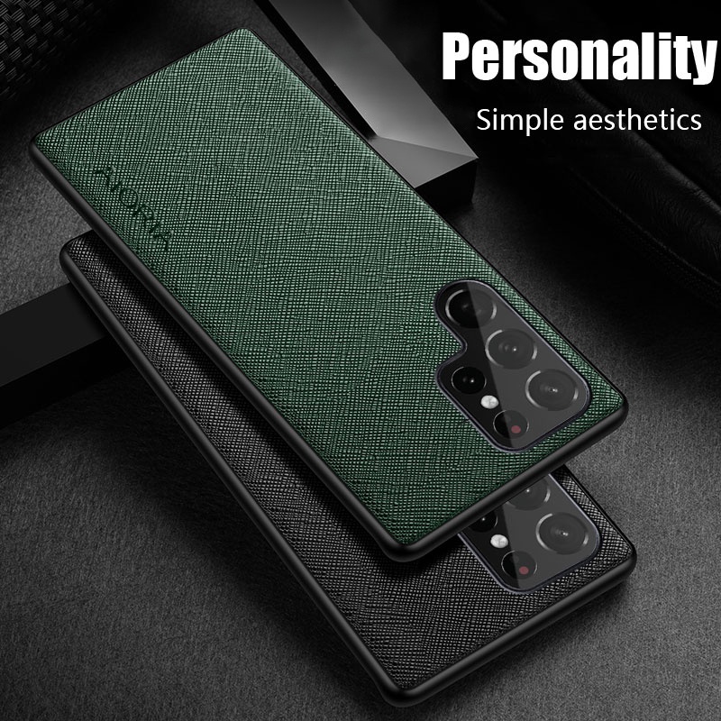 Ốp Điện Thoại TPU Phối Da Bảo Vệ Góc Chất Lượng Cao Cho Samsung Galaxy S22 S21 S20 FE Ultra S22 Plus