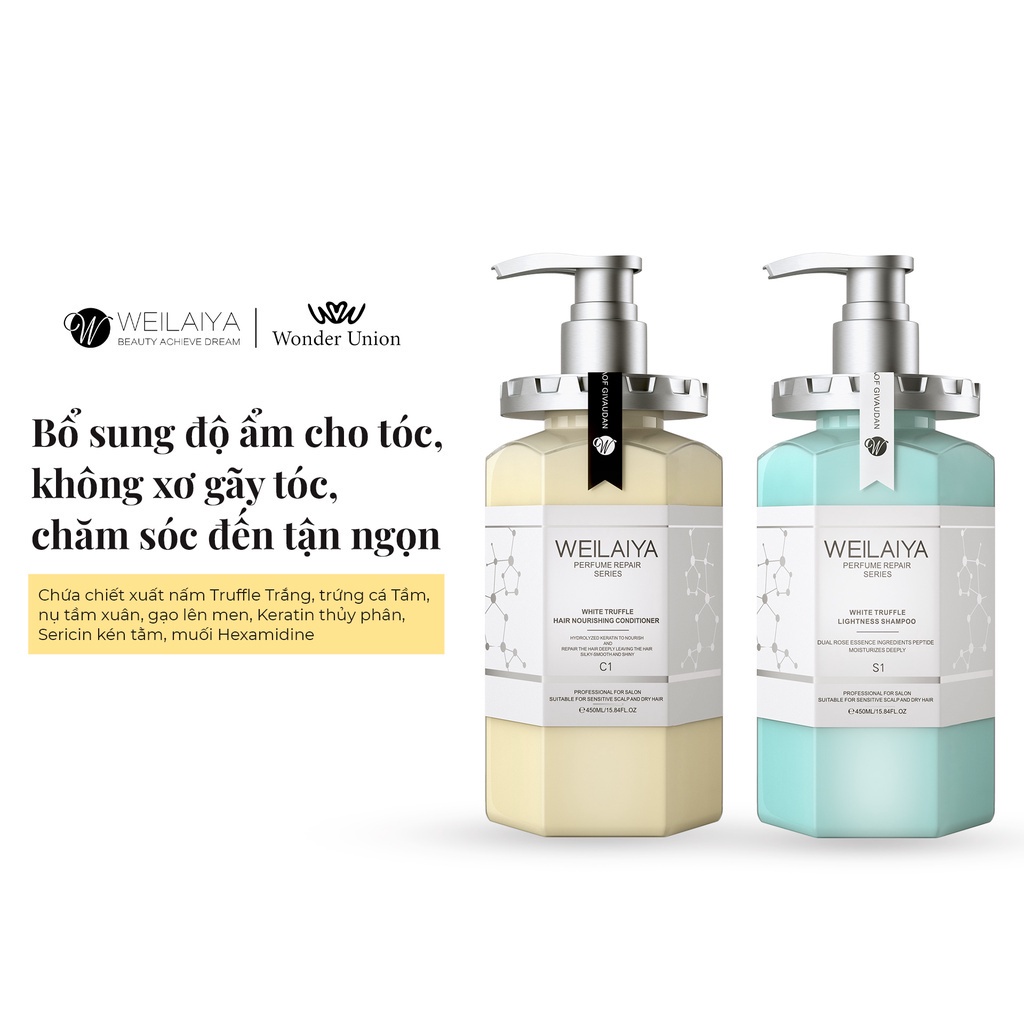 Bộ dầu gội phục hồi tóc Weilaiya HOKA  chính hãng cho tóc nhuộm làm sạch gàu ngừa nấm hương nước hoa 450ml