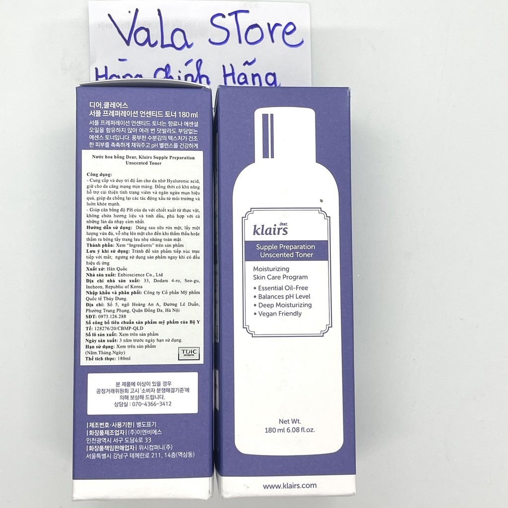 [Chính Hãng] Nước Hoa Hồng Klairs Dưỡng Ẩm, Làm Dịu Da, Cho Da Nhạy Cảm Klairs Supple Preparation Toner 180ml