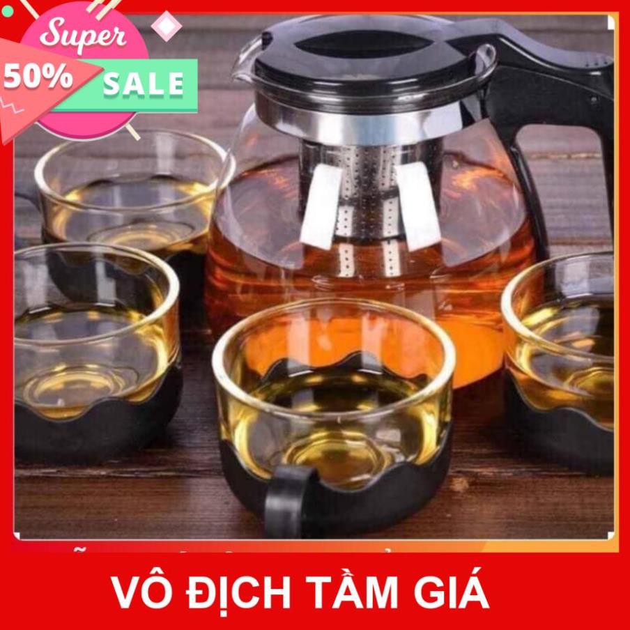 Bộ Ấm Pha Trà Thủy Tinh , Tặng 4 Cốc Thủy Tinh | BigBuy360 - bigbuy360.vn