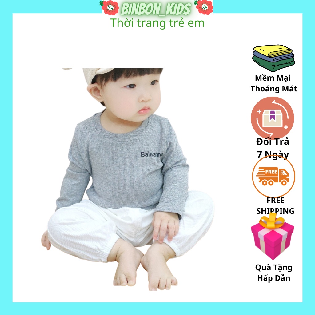 Áo giữ nhiệt dài tay in chữ love baby cho bé trai, bé gái cotton dày dặn phong cách Hàn Quốc BINBON KIDS
