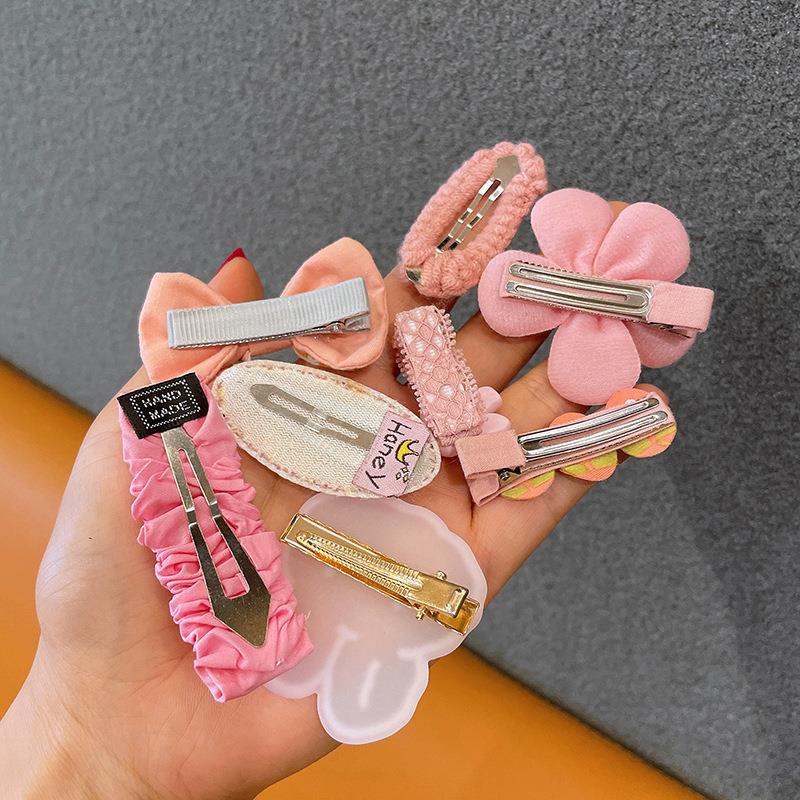 Set 8 Kẹp Tóc Nơ Họa Tiết Hoạt Hình Phong Cách Hàn Quốc Cho Bé Gái