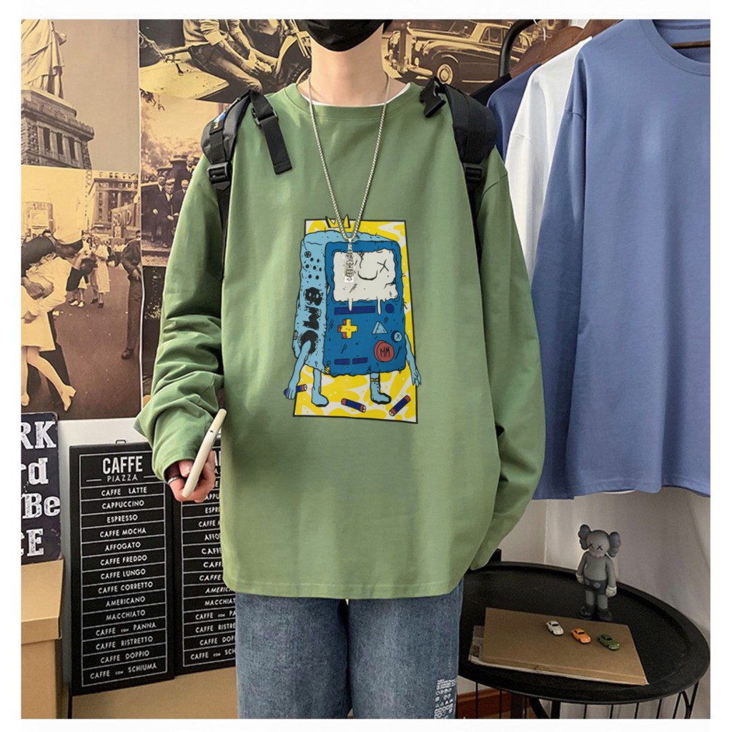 Áo thun dài tay  BMO Máy Game  phông Unisex nam nữ tee oversize form rộng pull Ulzzang Streetwear thu đông vải mềm
