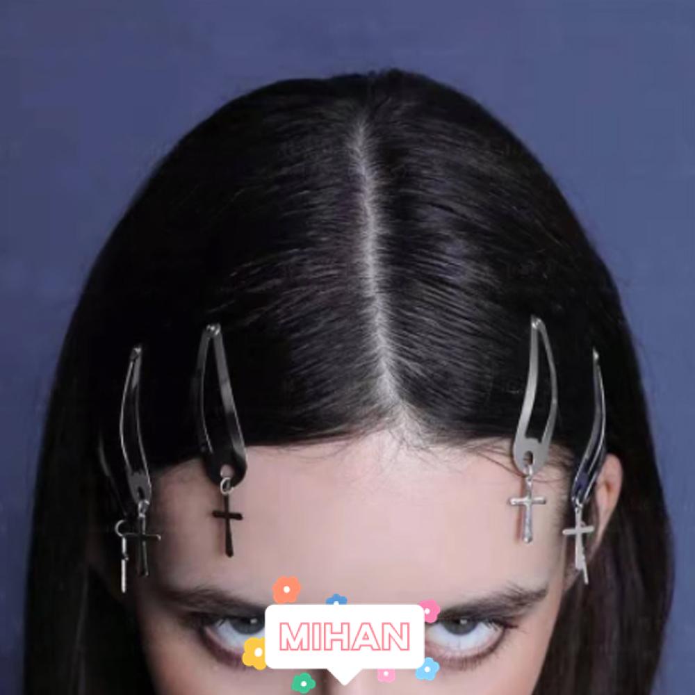 MIHAN1 1 Pair Metal Cross Hair Pins Gift Barrette Heart Hair Clip Fashion Accessories Party Hair Jewelry Punk Harajuku Grils Hair Accessories