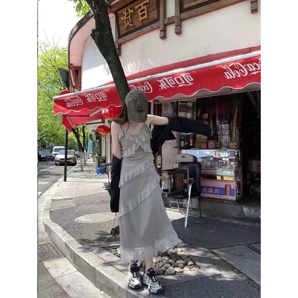 ĐẦM DÁNG XÒE TẦNG HAI DÂY THIẾT KẾ ULZZANG