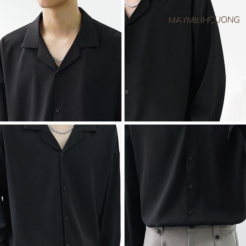 Áo sơ mi form rộng cổ vest tay dài dáng Unisex cả nam nữ Premium (đen, trắng) vải lụa học sinh - JBS06 | BigBuy360 - bigbuy360.vn