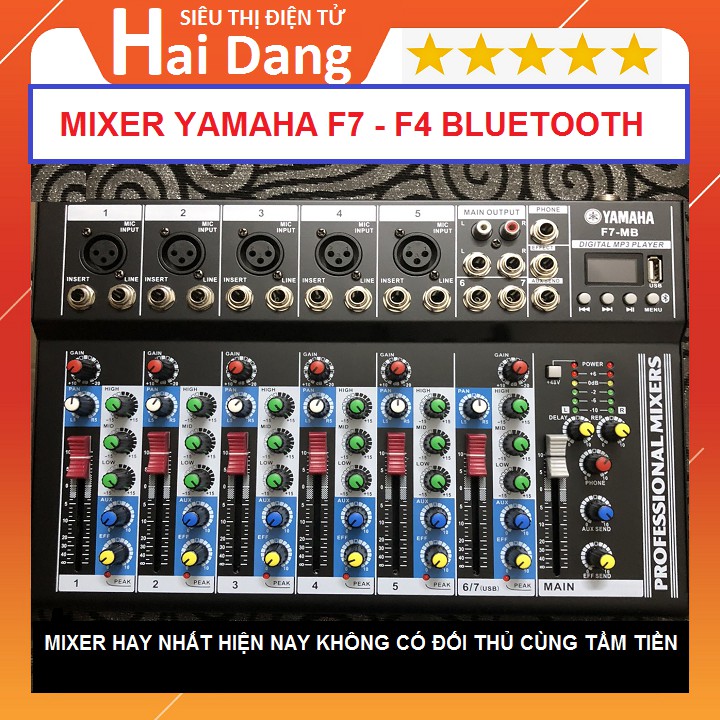 Mixer Yamaha F7 Livestream Karaoke, Bàn Mixer F7-MB Có Bluetooth Và Mixer F4 USB Bluetooth - Tặng Giắc 6,5