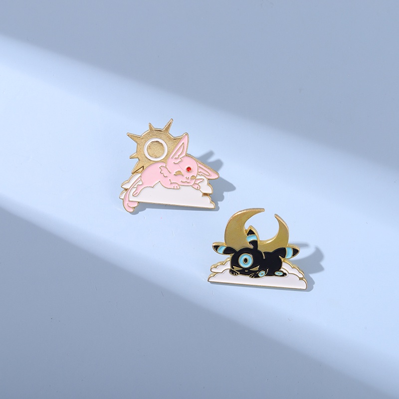 Ghim cài QIHE JEWELRY họa tiết mặt trăng mặt trời hoạt hình sáng tạo dành cho nữ