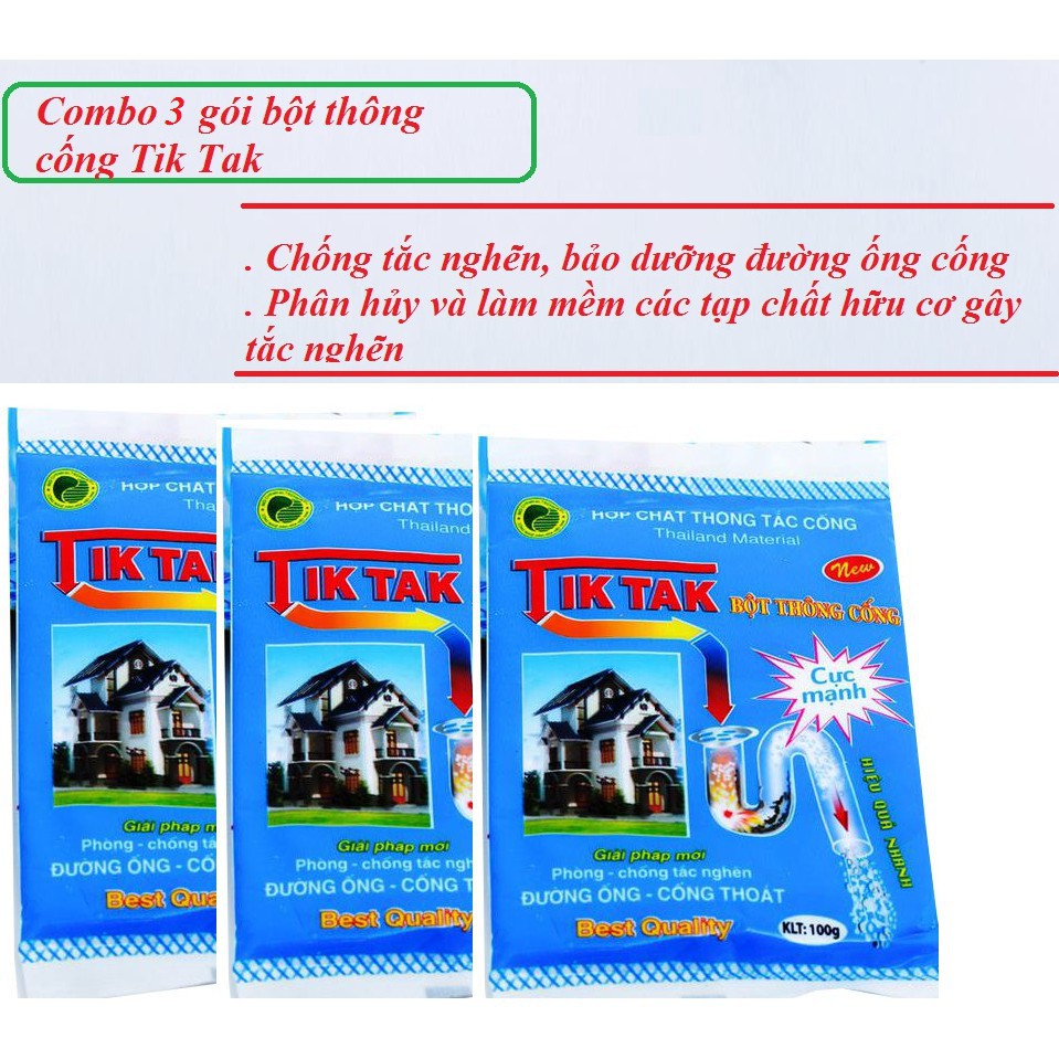 [ Đổ là hết tắc ] Combo 5 gói bột thông cống tiktak cực mạnh đánh bay rác hữu cơ chỉ trong tíc tắc