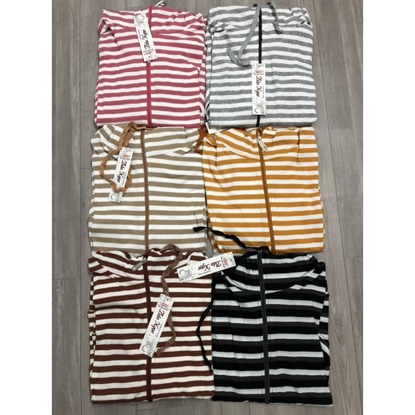 Áo khoác thun sọc gân siêu co giãn