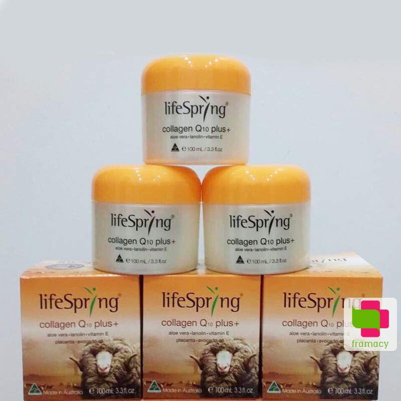 Kem dưỡng da nhau thai cừu LifeSpring Collagen Q10 Plus+, Úc (100ml) giúp giảm lão hóa, thâm nám