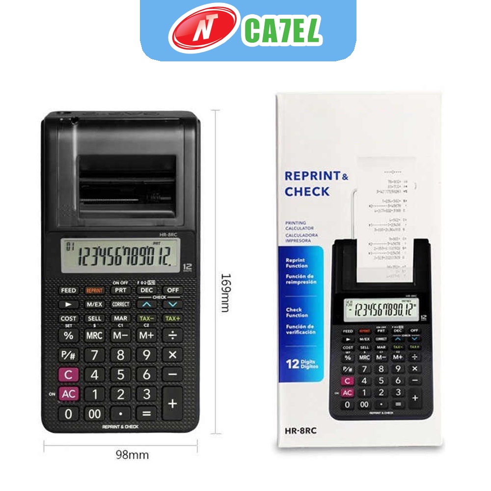 Máy tính CASIO HR 8RC tích hợp máy in hóa đơn mini hàng chính hãng bảo hành 7 năm