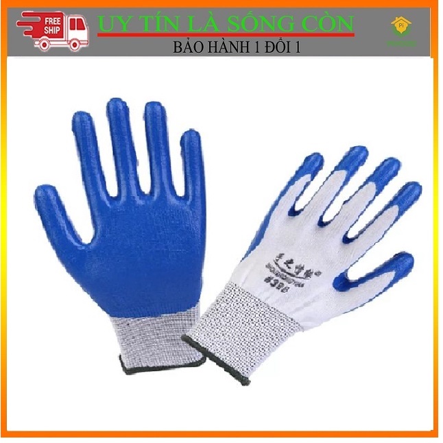 Găng tay bảo hộ phủ PU xanh siêu bền, thấm hút mồ hôi