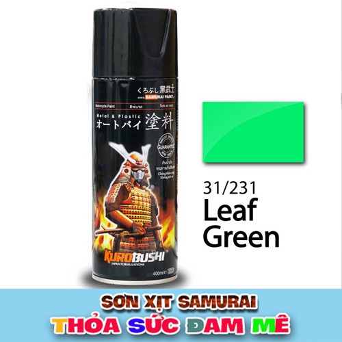 Sơn Samurai màu xanh lá nhạt 31/231 chính hãng, sơn xịt dàn áo xe máy chịu nhiệt, chống nứt nẻ, kháng xăng