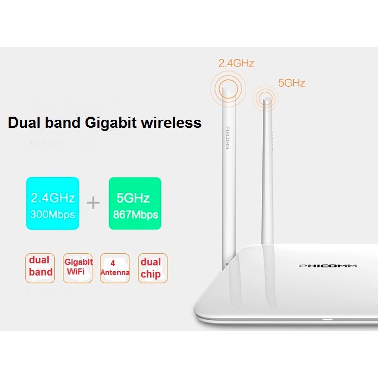 Bộ phát wifi Phicomm K2 chuẩn AC1200 2 băng tần 4 anten chịu tải cao cực kỳ ổn định hỗ trợ Padavan/Openwrt Gocloud | BigBuy360 - bigbuy360.vn