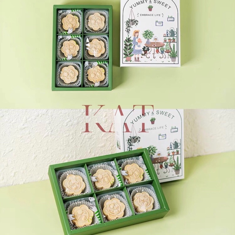 Hộp Đựng Bánh Kẹo / Bánh Trung Thu 6 Ngăn Kèm Túi Giấy - KAT Official Store