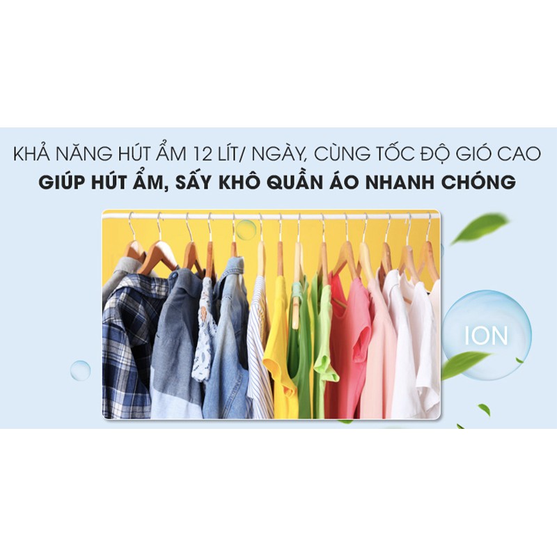 Máy hút ẩm và tạo ion Sharp DW-D12A-W (Hàng chính hãng, Công suất 12 lít/ngày, Diện tích 25m2, Bảo hành 12 tháng)