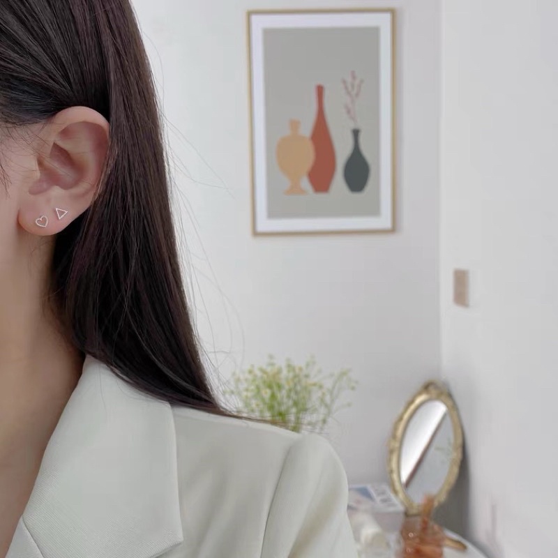 Khuyên tai bạc nữ DUYSON SILVER, Bông tai bạc mạ vàng hình khối đơn giản, xinh xắn [KNKX8]