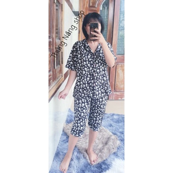 Pyjama Lửng Lụa Satin Xịn, Quần Có Túi