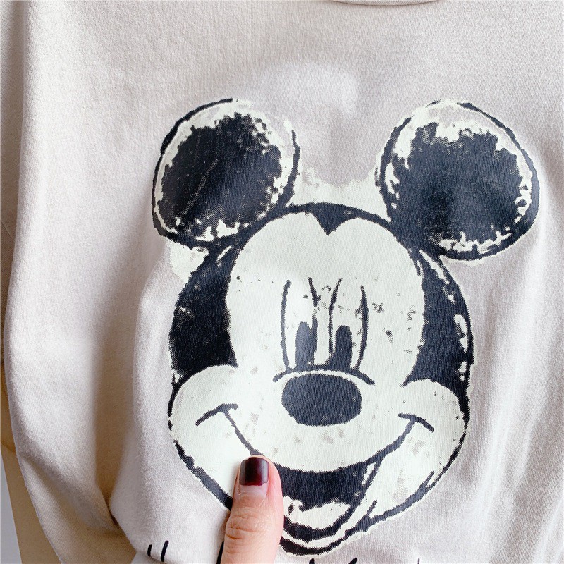 Áo Thun Cộc Tay In Hình Chuột Mickey Dễ Thương Cho Bé