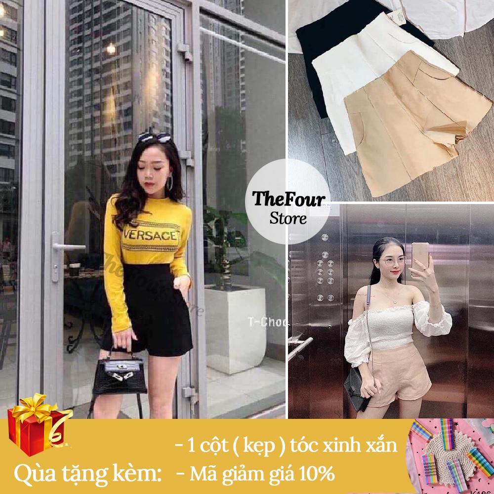 Quần Shorts Nữ ❤️ FREESHIP ❤️ Giảm 10K Nhập [DOHU10K] Quần sooc vải cạp cao túi vuông nữ SIÊU HOT