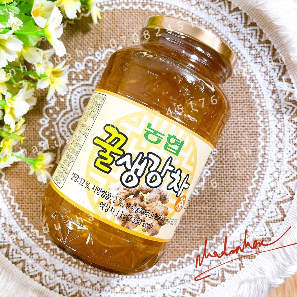 [Mã GROSALE1 giảm 8% đơn 500K] Một hủ mật ong ngâm chanh đào/ gừng tốt cho sức khỏe Hàn Quốc hủ thủy tinh lớn 1kg