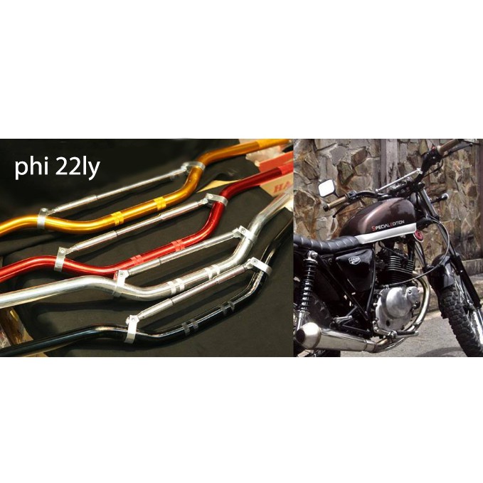 Ghi đông tracker 67 nhôm, có giằng ngang- độ các dòng xe classic- cafe racer, tracker, street cub