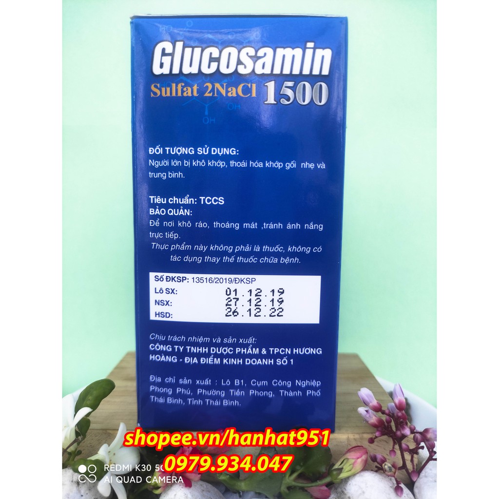 Viên Uống GLUCOSAMIN 1500 tinh chất sụn cá mập giúp làm giảm các triệu chứng viêm khớp - Chai 100 Viên