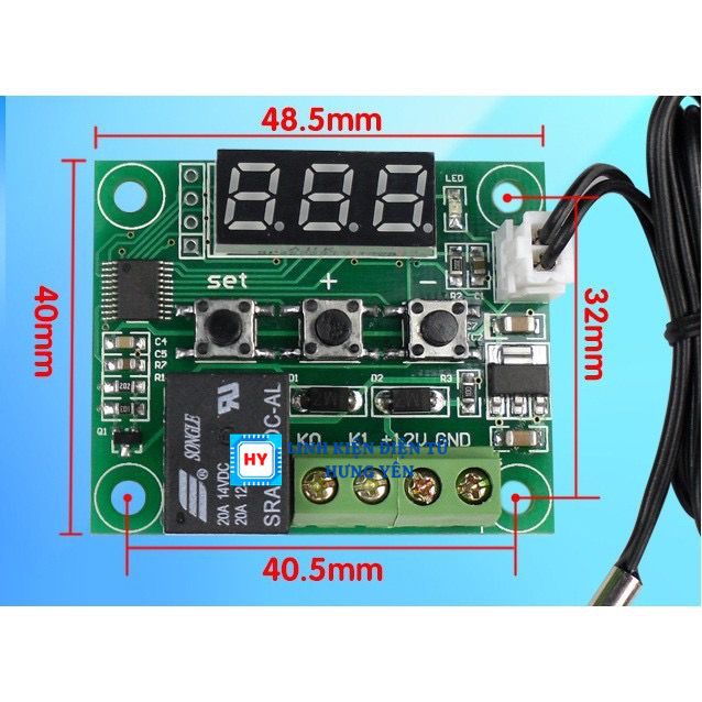 Mạch Cảm Biến Kiểm Soát Nhiệt Độ - Mạch Ấp Trứng W1209 Relay 12VDC XH-W1209 Tặng Kèm Vỏ MICA