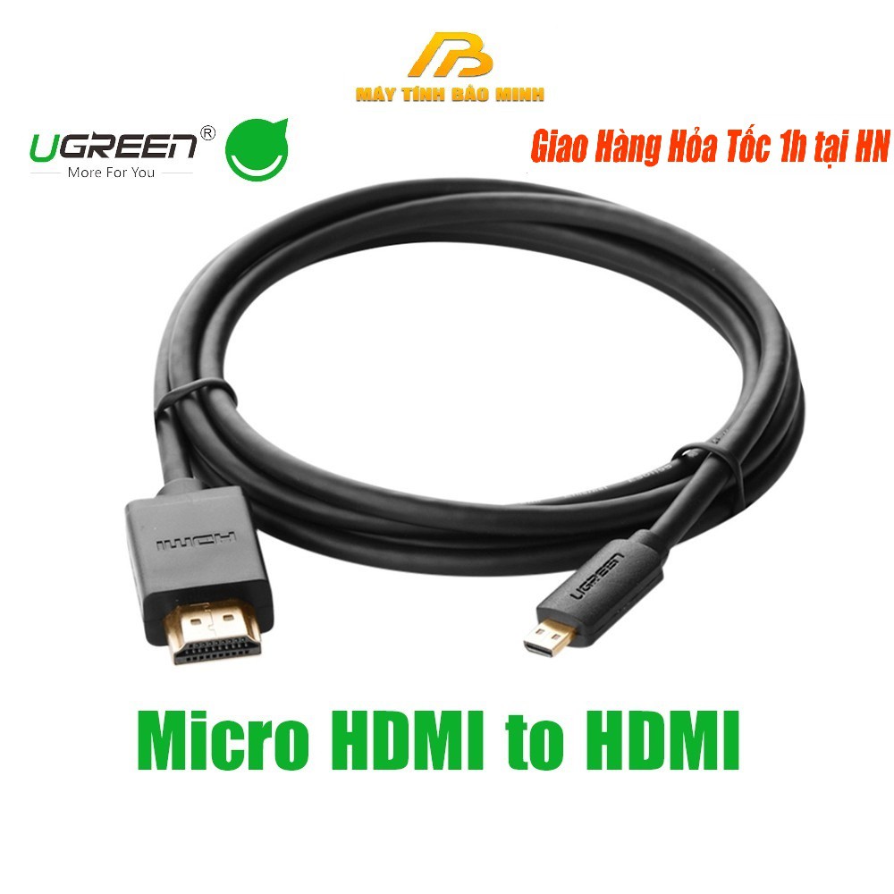 Cáp Chuyển Micro HDMI sang HDMI Ugreen 30102 30103 30104 (dài 1,5m- 2m- 3m) - Hàng Chính Hãng