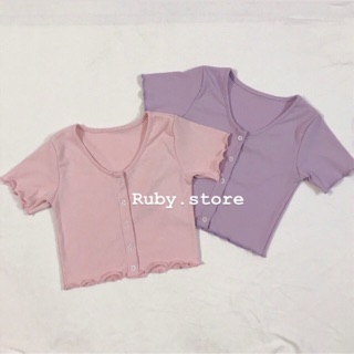 Áo croptop cúc dọc 2 màu giới hạn