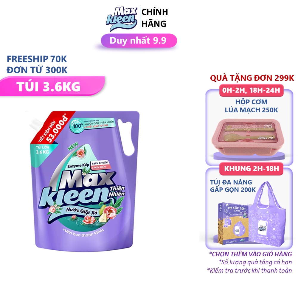 Túi Nước Giặt Xả Maxkleen Thiên Nhiên 3.6kg