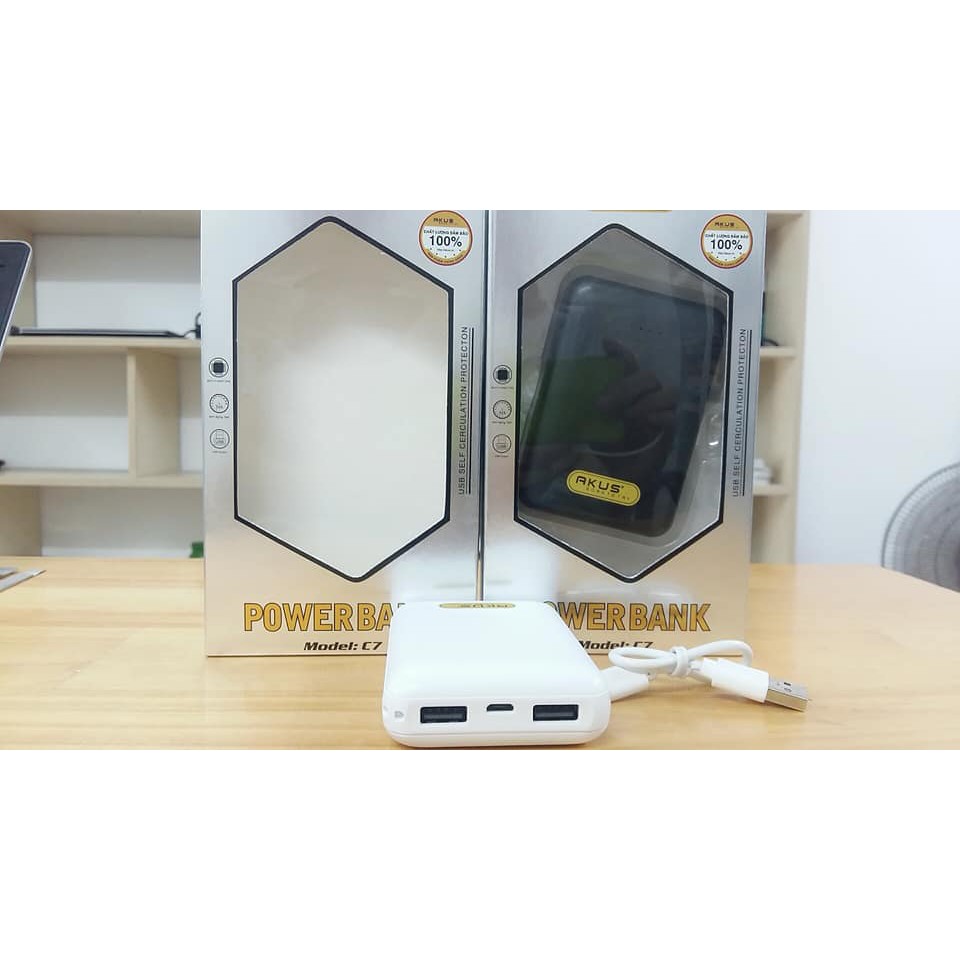 Pin Dự Phòng chính hãng AKUS Power Bank C7 7000mAh