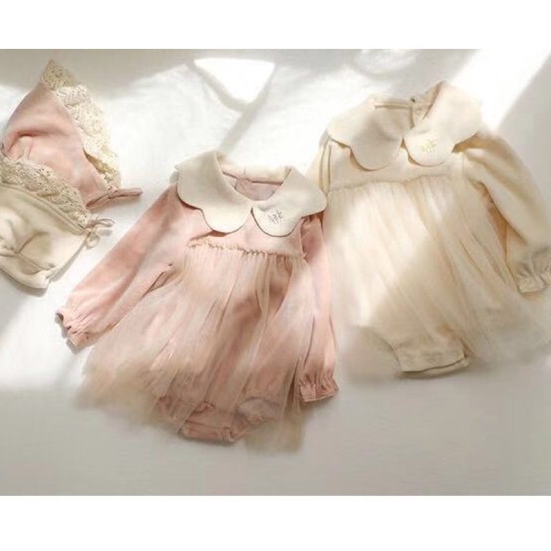 Váy Đầm Công Chúa Phối Ren Tặng Kèm Mũ Cho Bé 5-15kg