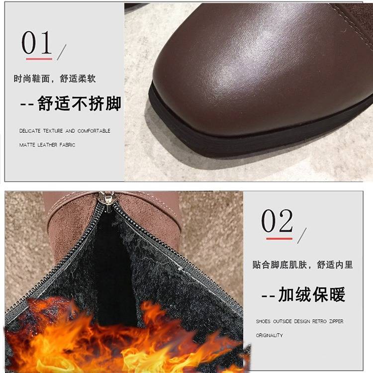 Timberland Giày Bốt Martin Gót Vừa Dày Phối Khóa Kéo Kiểu Hàn Quốc Thời Trang Thu Đông 2020 Cho Nữ