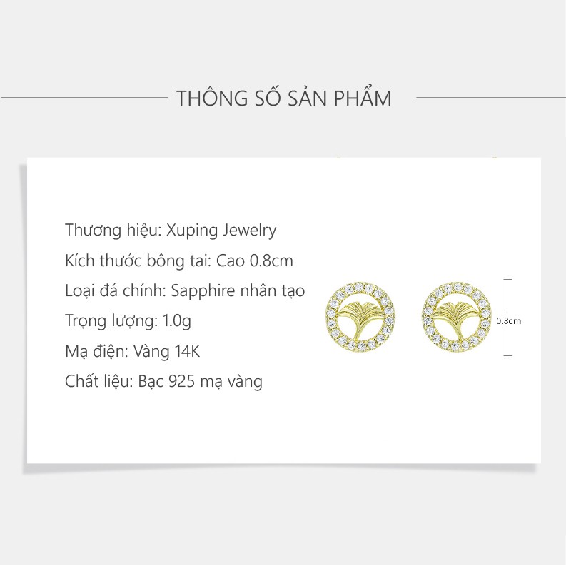 Bông Tai Nữ Bạc 925 Mạ Vàng 14K, Thiết Kế Phong Cách Cổ Điển Sang Trọng - XPBT54