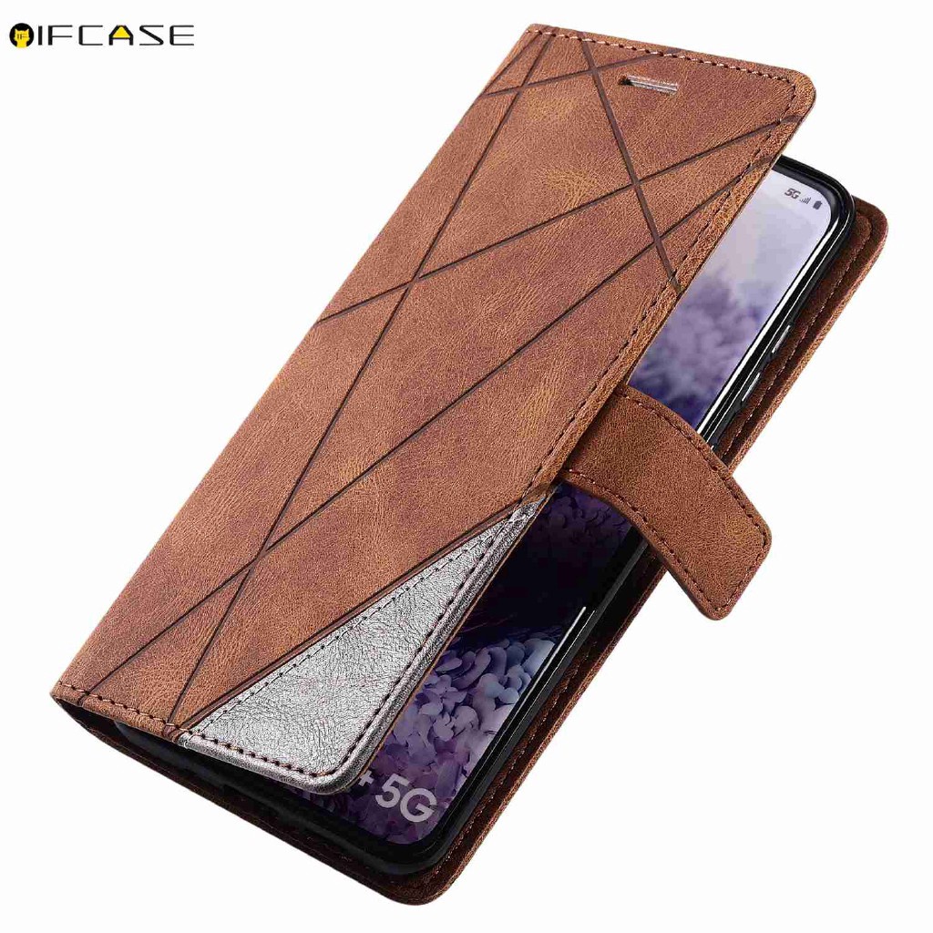 Bao da điện thoại nắp lật kiêm ví đựng thẻ và giá đỡ kiểu doanh nhân cho Samsung Galaxy A03s A22 4G F52 5G