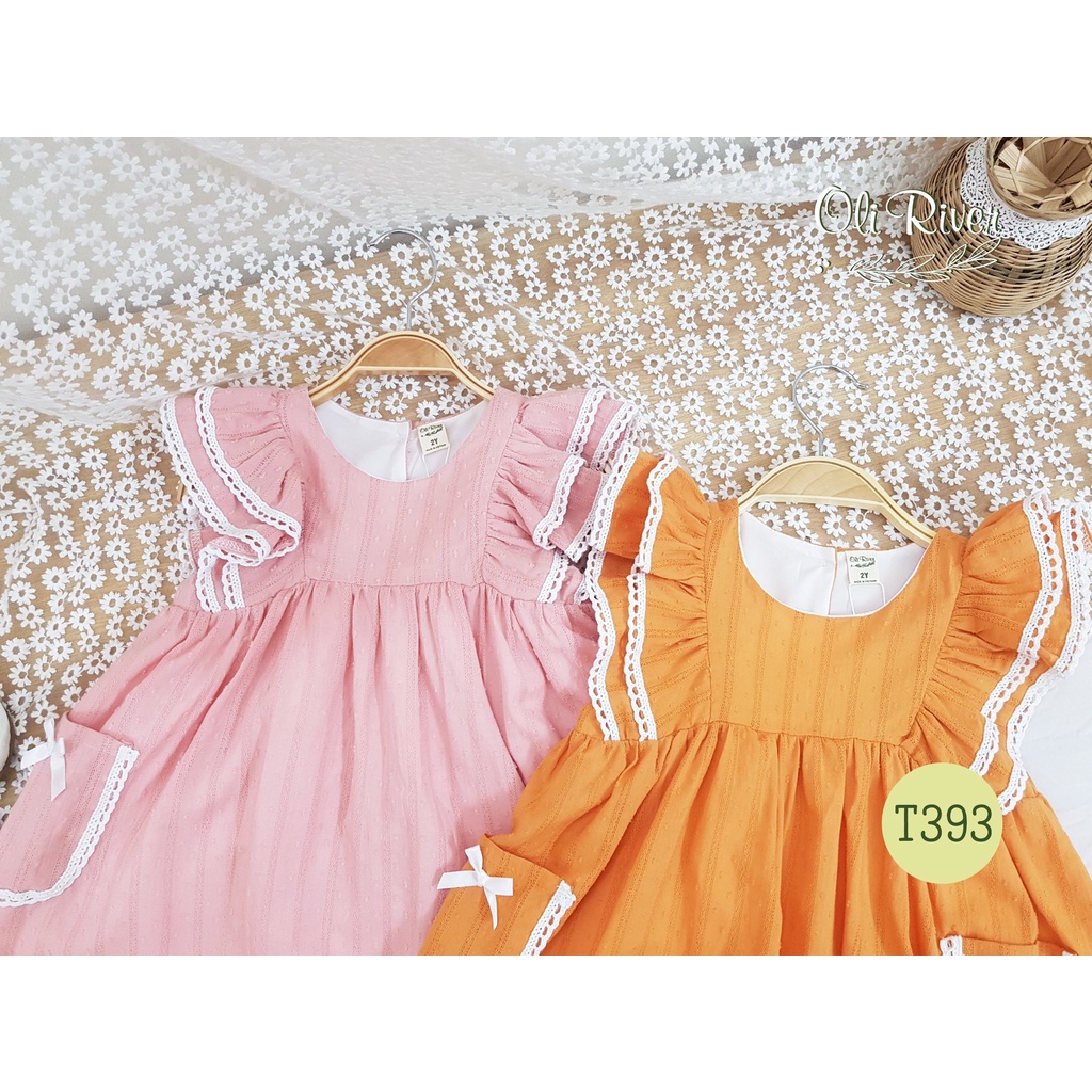 (1-&gt;10 tuổi) Váy đầm chuẩn hãng Oli river tay cánh tiên 2 lớp siêu xinh cho bé (T393)