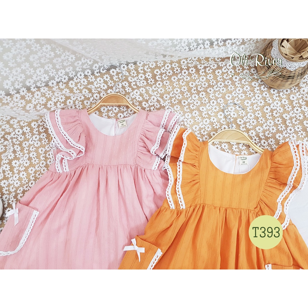 (1->10 tuổi) Váy đầm chuẩn hãng Oli river tay cánh tiên 2 lớp siêu xinh cho bé (T393)