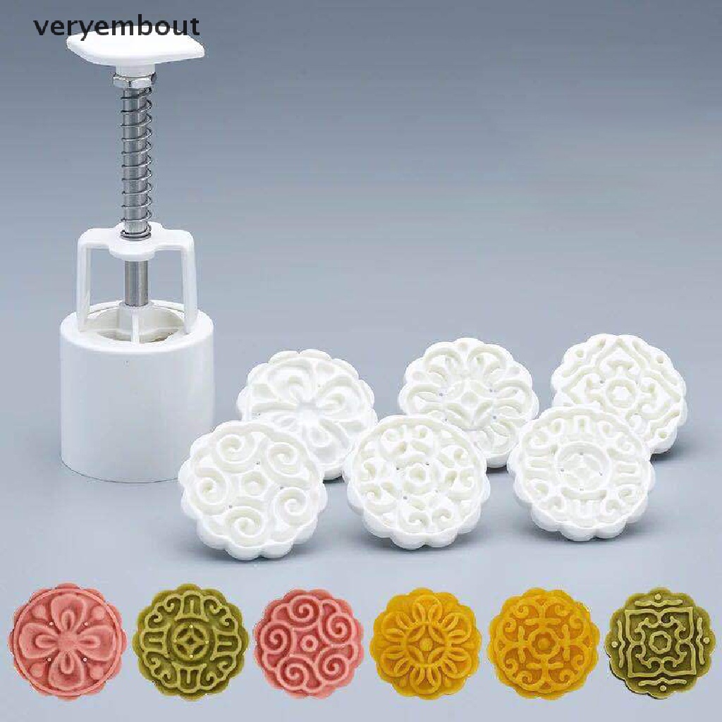 ut 6pcs/set Flower Shaped Mooncake Mold Cake Mold Hand Pressure Fondant Moon n