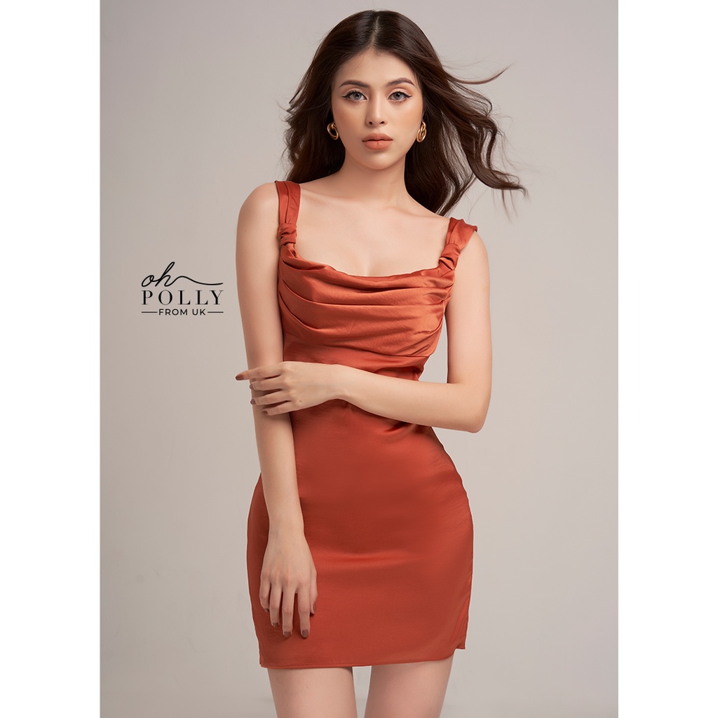 Oh Polly - Đầm nữ vải lụa satin, dự tiệc sang trọng sexy