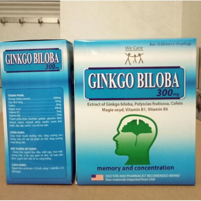 Hoạt huyết dưỡng não Ginkgo Biloba 300mg giảm đau đầu, hoa mắt, chóng mặt, rối loạn tiền đình