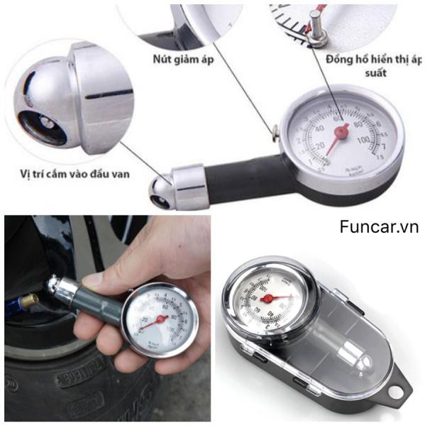 Đồng hồ đo áp suất lốp xe máy ô tô loại 1 đựng hộp nhựa cứng 447