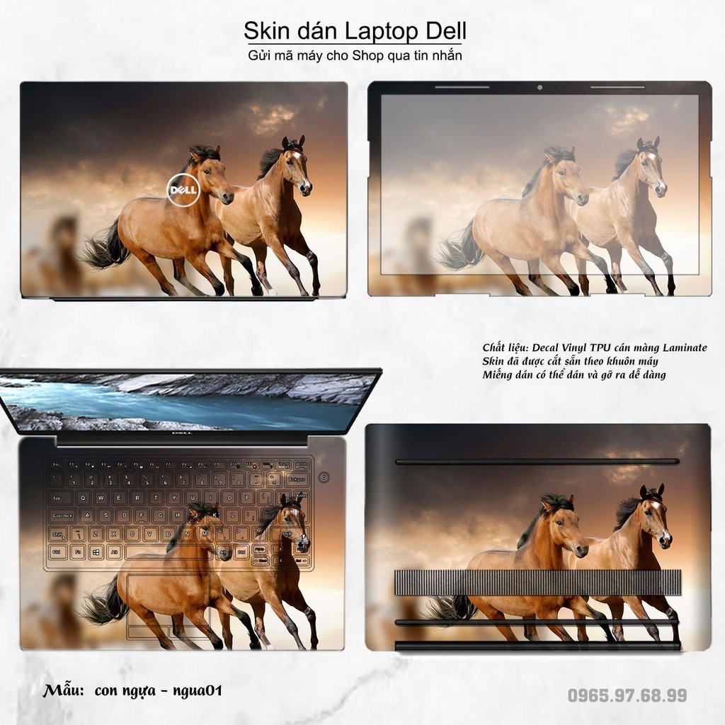 Skin dán Laptop Dell in hình Con ngựa (inbox mã máy cho Shop)