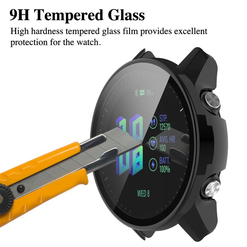 Ốp Lưng Cứng + Kính Cường Lực Bảo Vệ Màn Hình Dùng Cho Garmin Forerunner 255 255S Garmin Forerunner 955