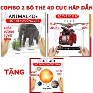 Combo 2 bộ thẻ 4D chủ đề ANIMAL và CAR giúp bé thông minh hơn tặng 01 bộ SPACE